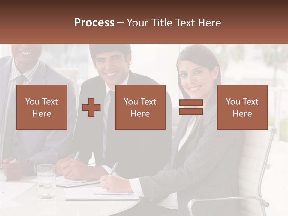 A Group Of Business People Sitting At A Table PowerPoint Template