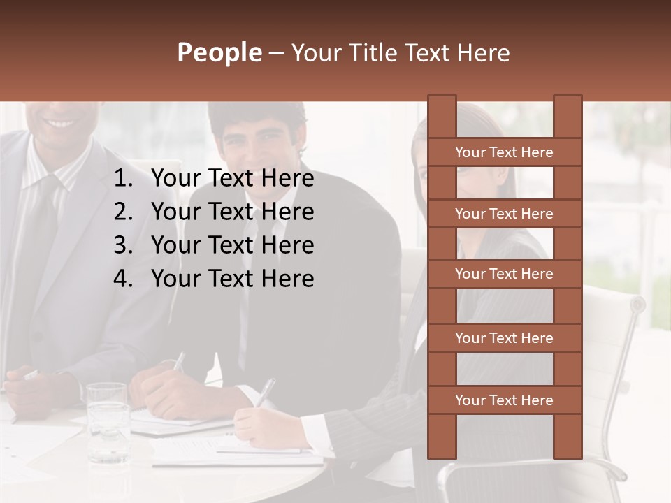 A Group Of Business People Sitting At A Table PowerPoint Template