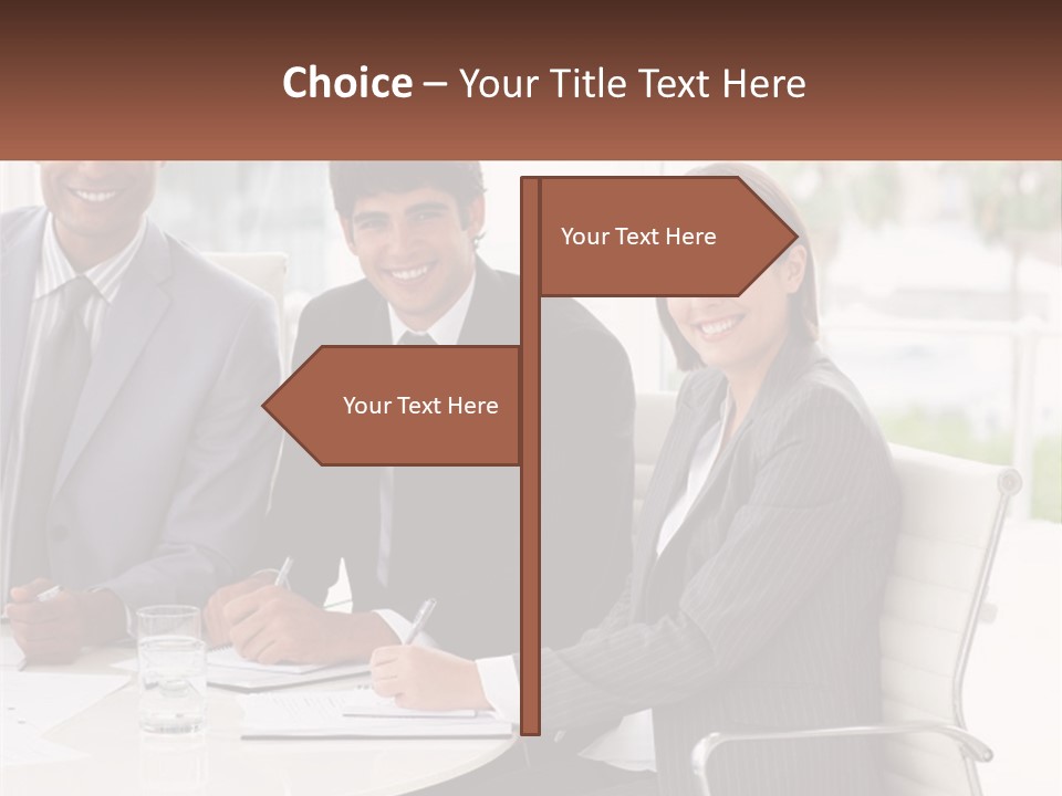 A Group Of Business People Sitting At A Table PowerPoint Template