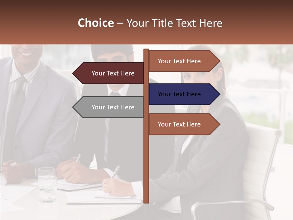 A Group Of Business People Sitting At A Table PowerPoint Template