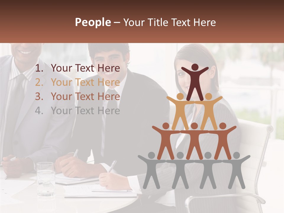 A Group Of Business People Sitting At A Table PowerPoint Template