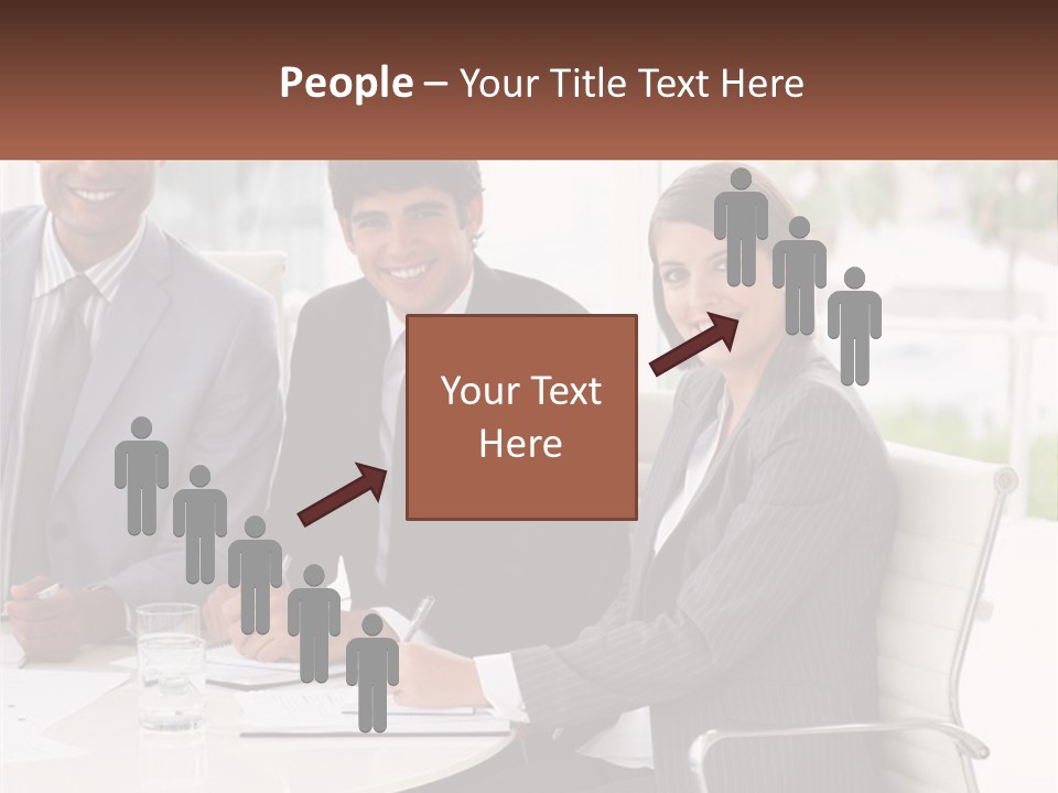 A Group Of Business People Sitting At A Table PowerPoint Template