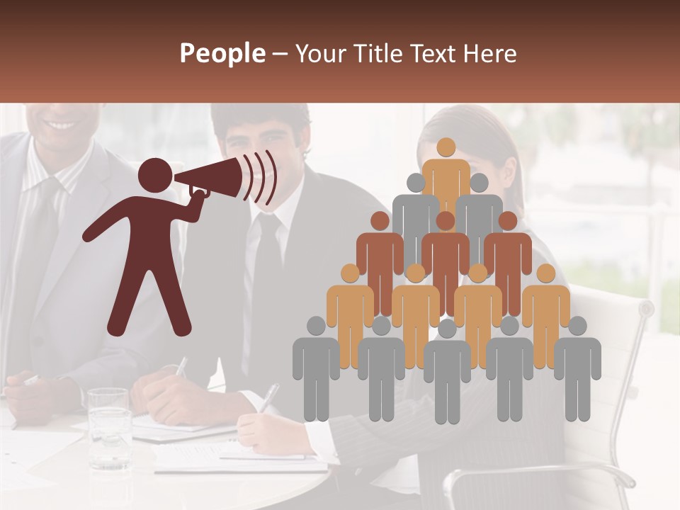 A Group Of Business People Sitting At A Table PowerPoint Template