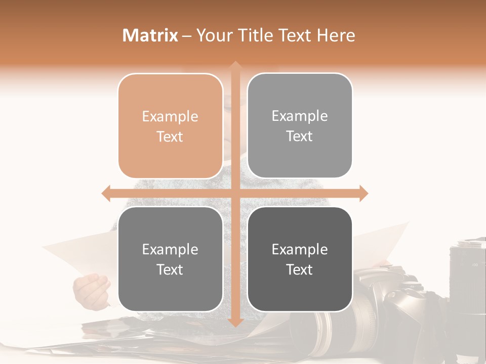 A Baby Reading A Book Next To A Camera PowerPoint Template