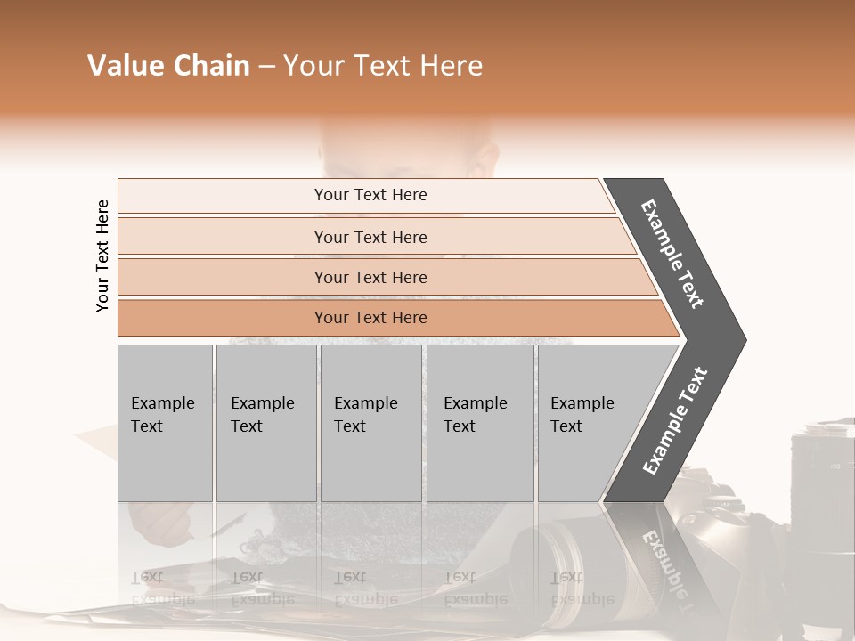 A Baby Reading A Book Next To A Camera PowerPoint Template