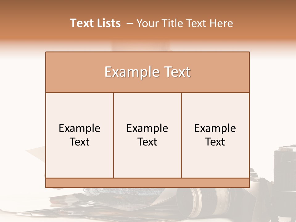 A Baby Reading A Book Next To A Camera PowerPoint Template