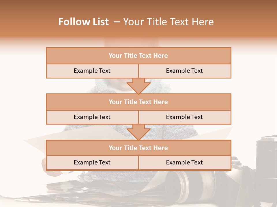 A Baby Reading A Book Next To A Camera PowerPoint Template
