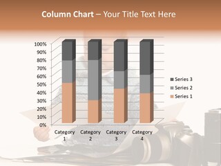 A Baby Reading A Book Next To A Camera PowerPoint Template