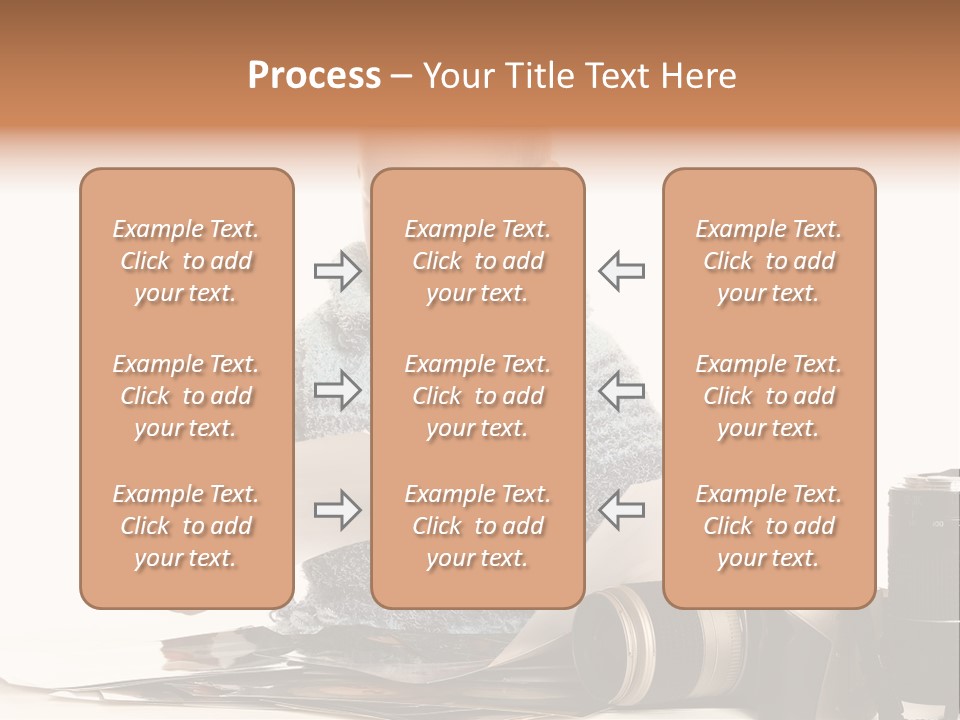 A Baby Reading A Book Next To A Camera PowerPoint Template