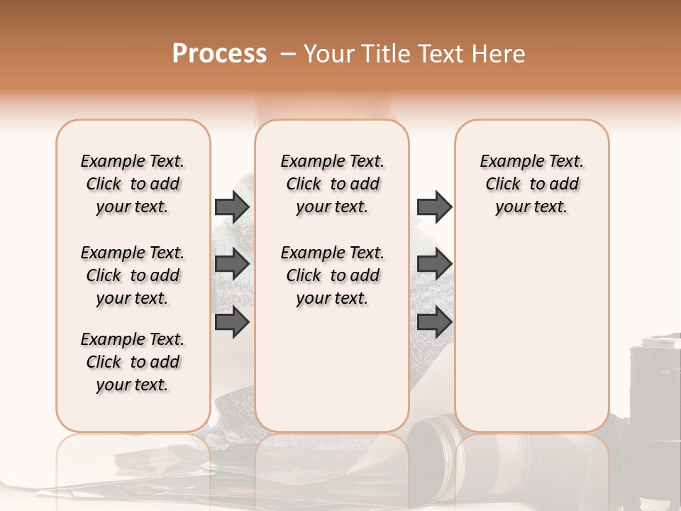 A Baby Reading A Book Next To A Camera PowerPoint Template