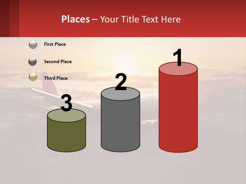 A Plane Flying In The Sky With The Sun In The Background PowerPoint Template