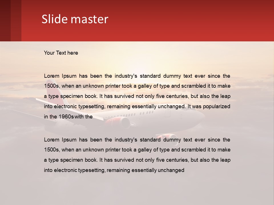 A Plane Flying In The Sky With The Sun In The Background PowerPoint Template