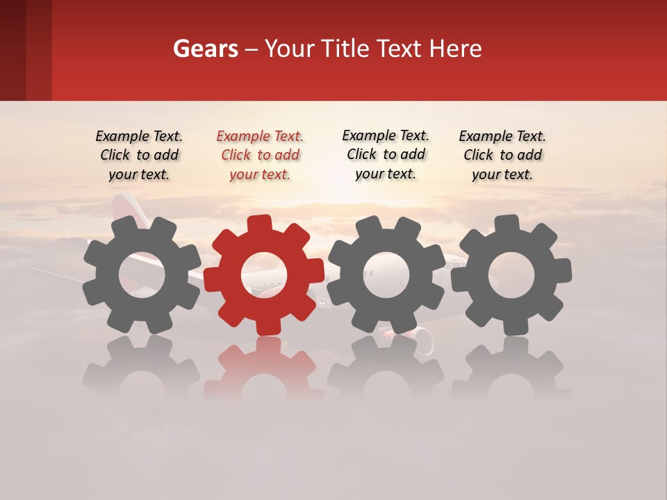 A Plane Flying In The Sky With The Sun In The Background PowerPoint Template