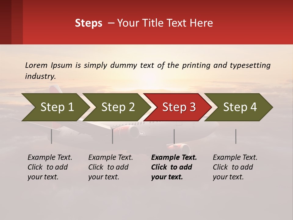 A Plane Flying In The Sky With The Sun In The Background PowerPoint Template