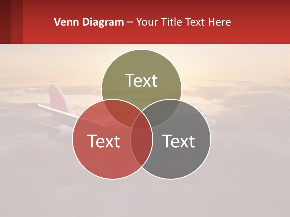 A Plane Flying In The Sky With The Sun In The Background PowerPoint Template