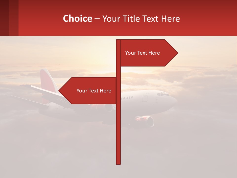 A Plane Flying In The Sky With The Sun In The Background PowerPoint Template