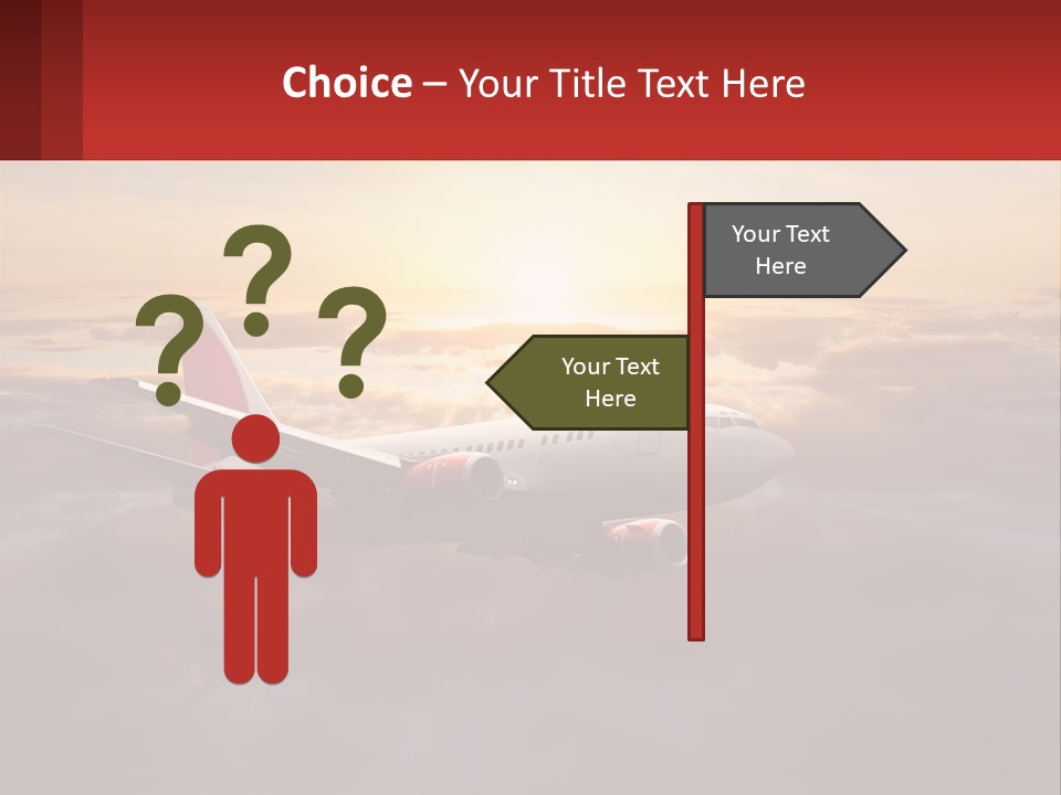 A Plane Flying In The Sky With The Sun In The Background PowerPoint Template