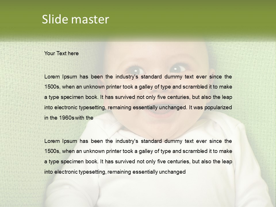 A Baby Laying On Top Of A Green Blanket PowerPoint Template