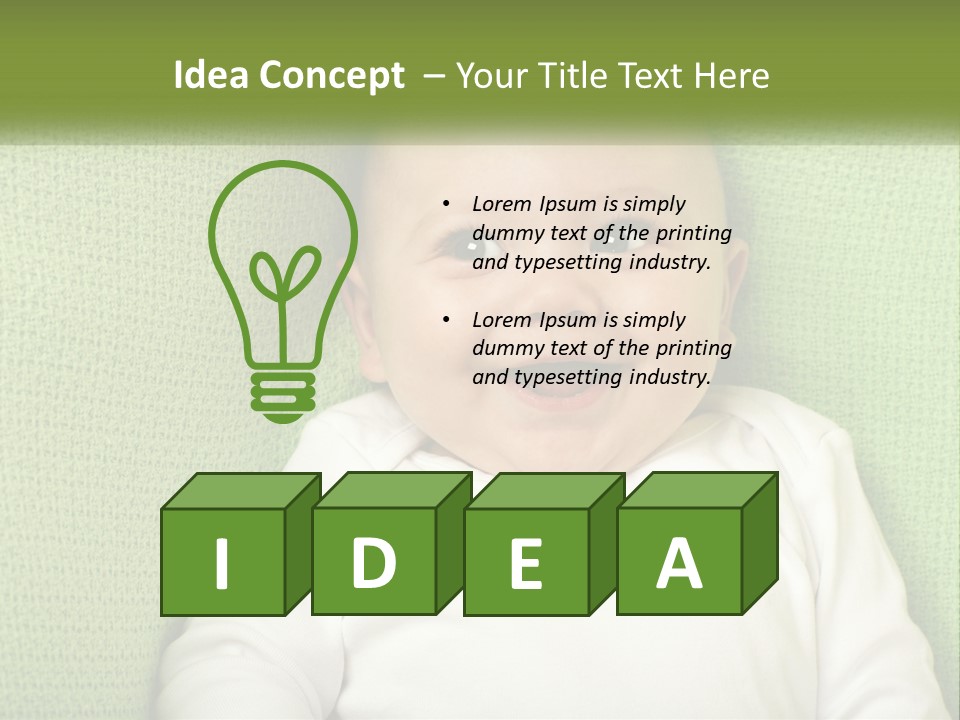 A Baby Laying On Top Of A Green Blanket PowerPoint Template