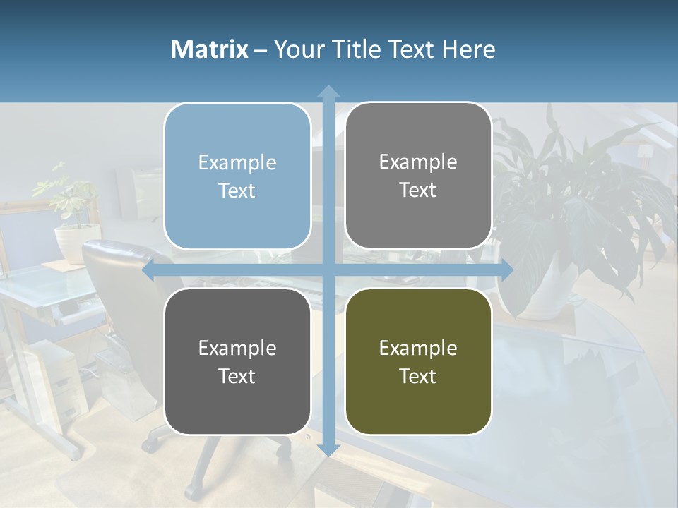 A Desk With A Chair And A Computer On It PowerPoint Template