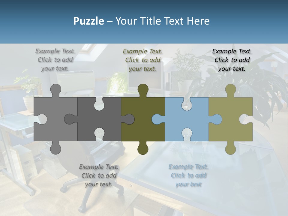A Desk With A Chair And A Computer On It PowerPoint Template
