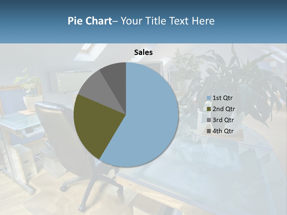 A Desk With A Chair And A Computer On It PowerPoint Template