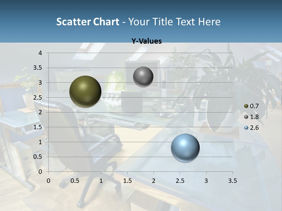 A Desk With A Chair And A Computer On It PowerPoint Template