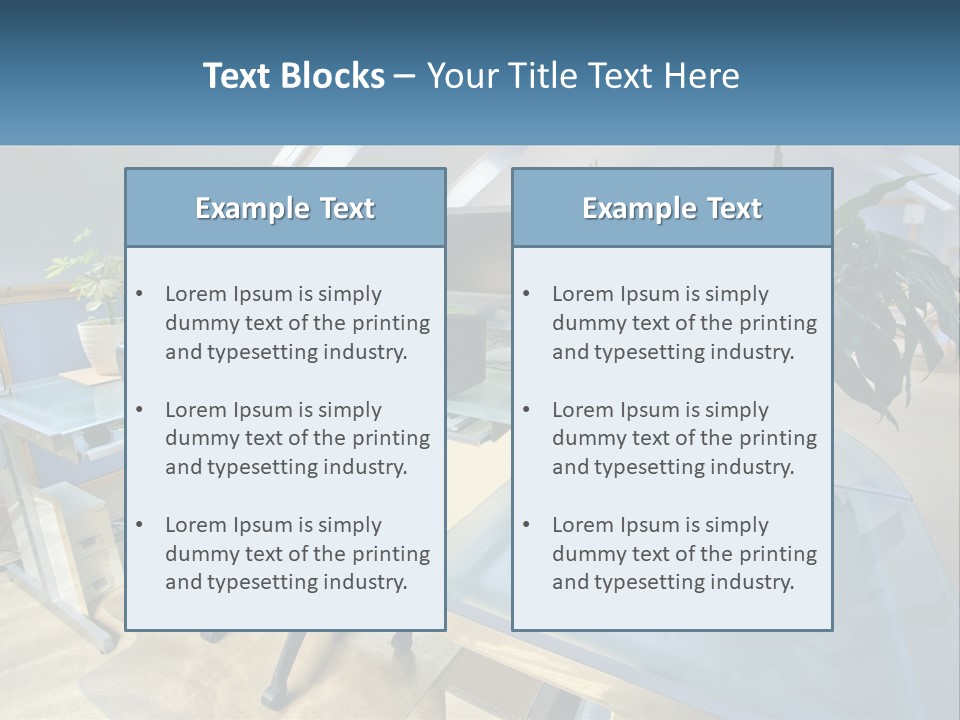 A Desk With A Chair And A Computer On It PowerPoint Template