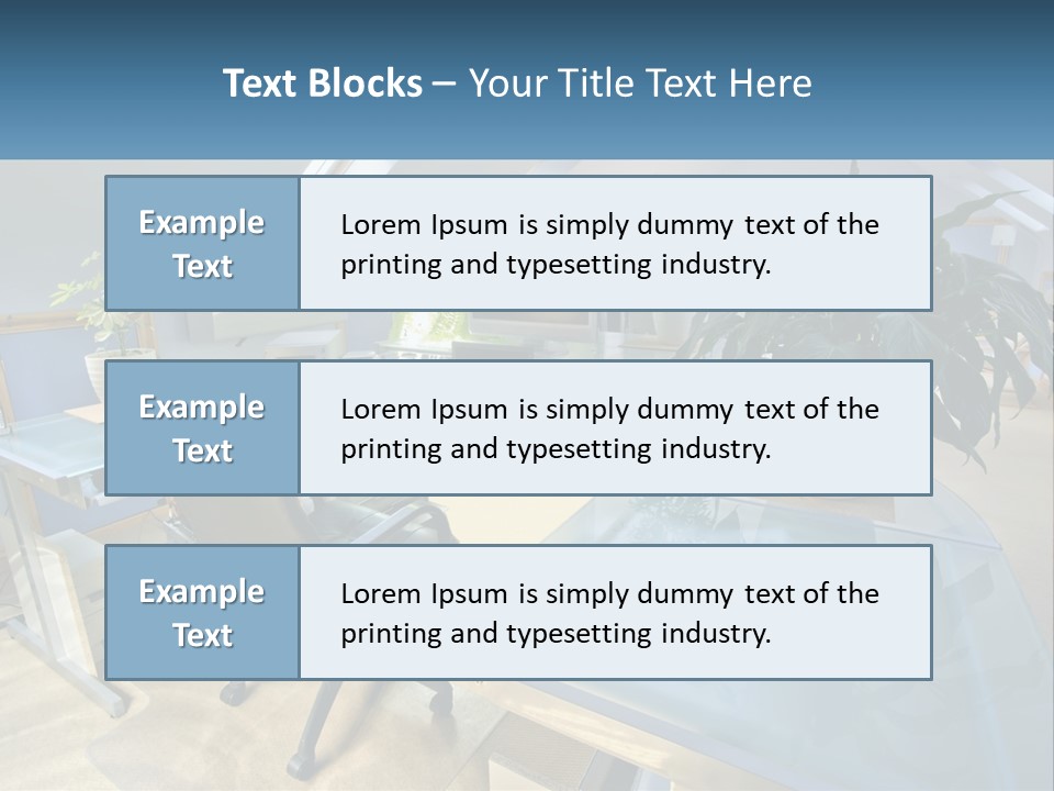 A Desk With A Chair And A Computer On It PowerPoint Template