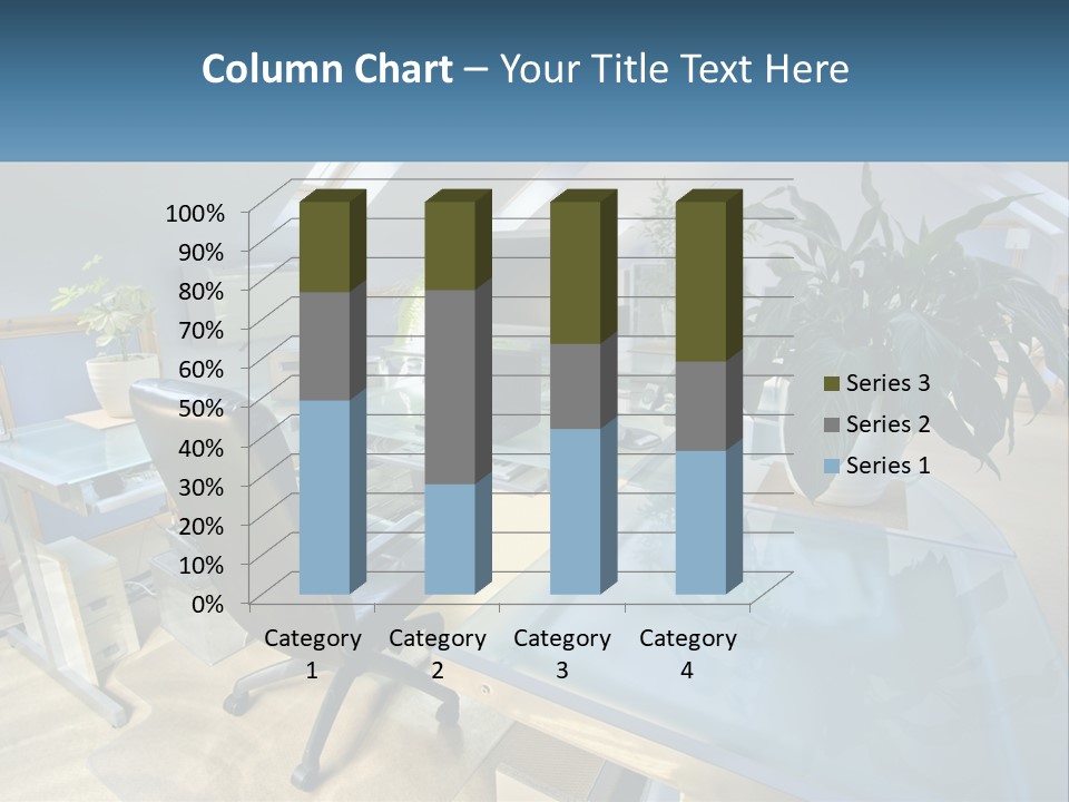 A Desk With A Chair And A Computer On It PowerPoint Template