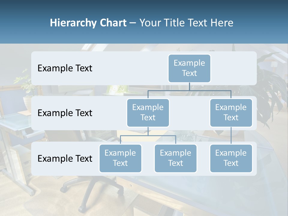 A Desk With A Chair And A Computer On It PowerPoint Template