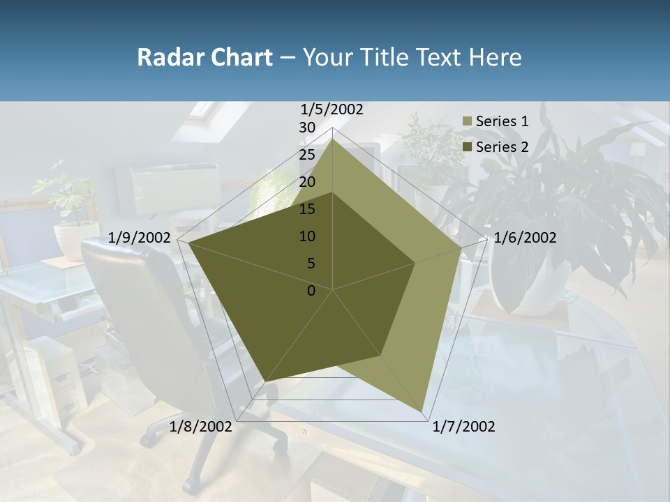 A Desk With A Chair And A Computer On It PowerPoint Template