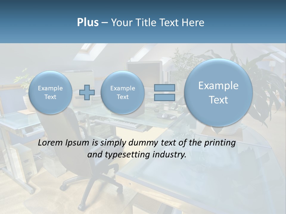 A Desk With A Chair And A Computer On It PowerPoint Template