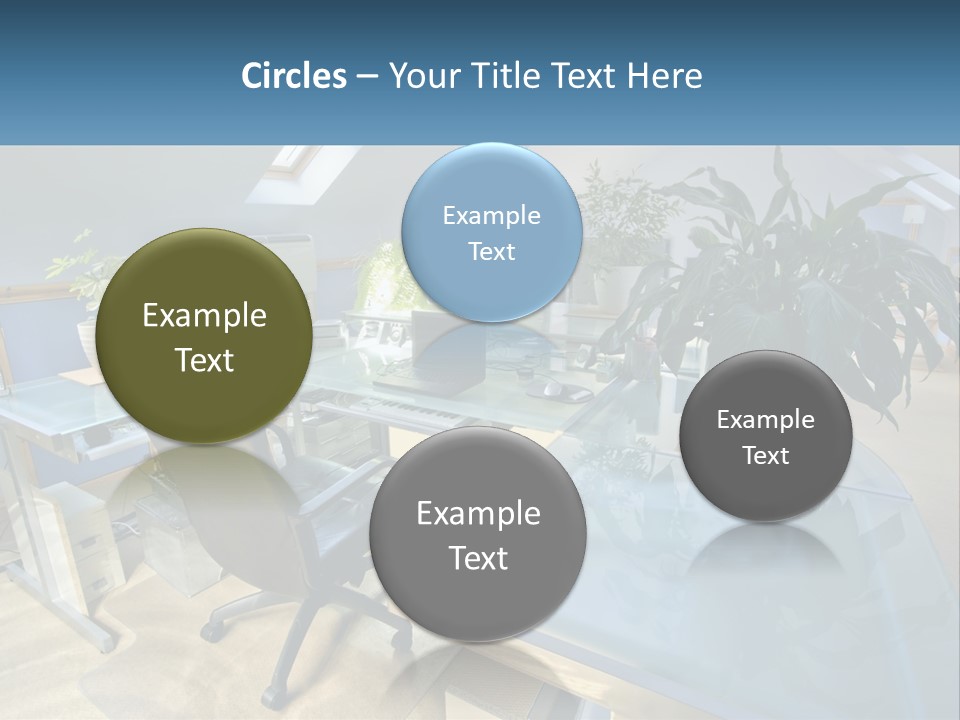 A Desk With A Chair And A Computer On It PowerPoint Template