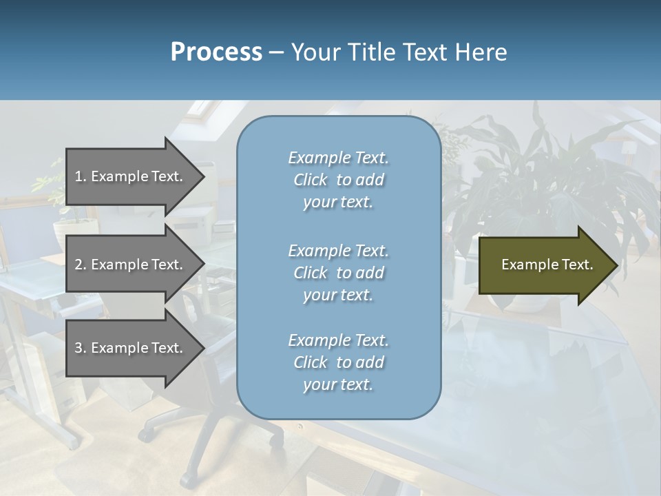A Desk With A Chair And A Computer On It PowerPoint Template