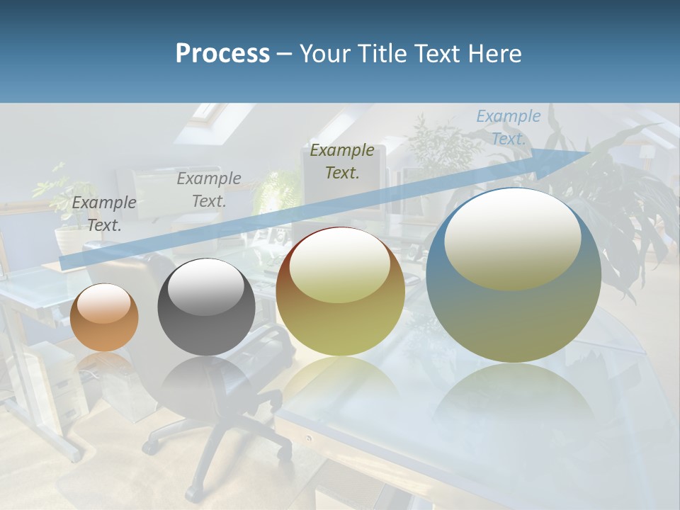A Desk With A Chair And A Computer On It PowerPoint Template
