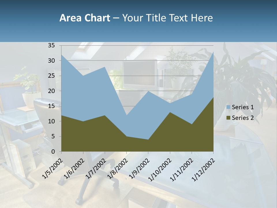 A Desk With A Chair And A Computer On It PowerPoint Template