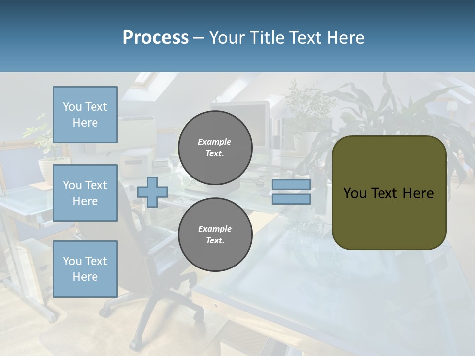 A Desk With A Chair And A Computer On It PowerPoint Template