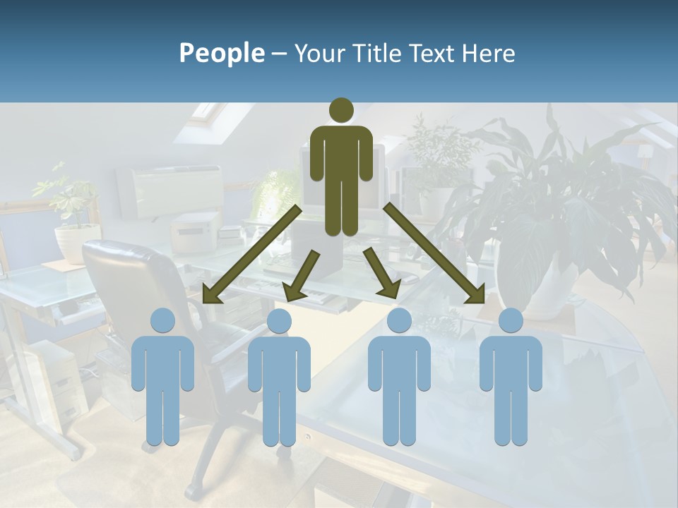 A Desk With A Chair And A Computer On It PowerPoint Template