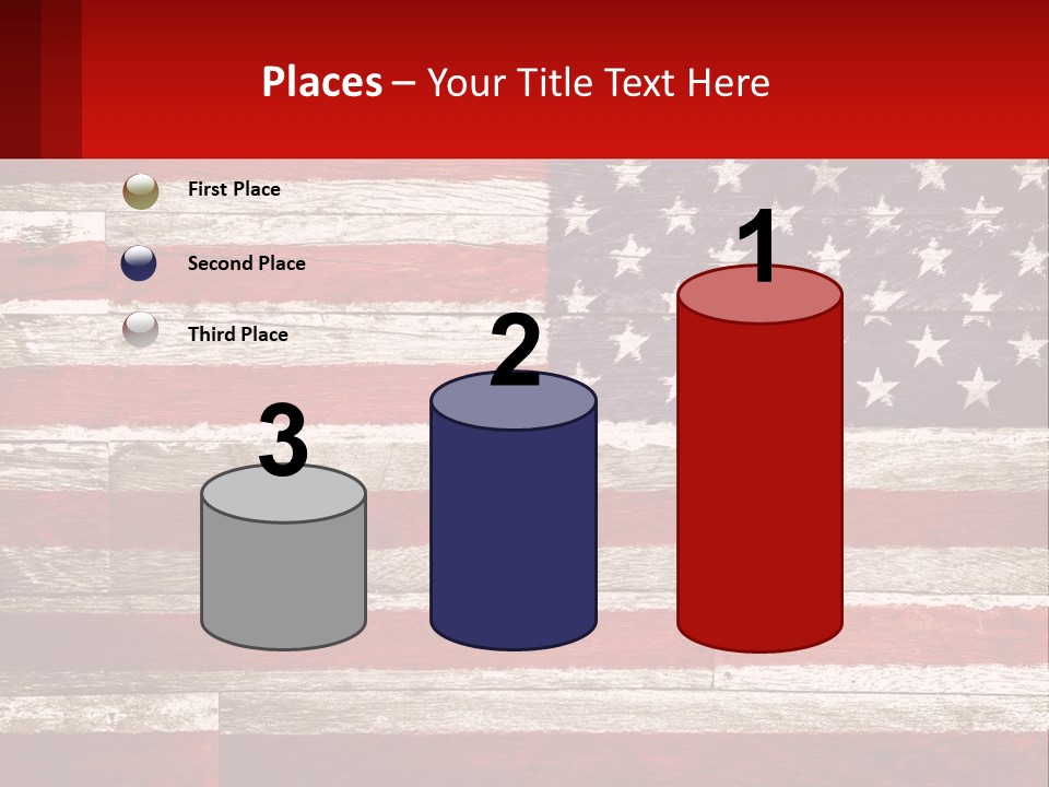 An American Flag On A Wooden Wall With A Red Frame PowerPoint Template