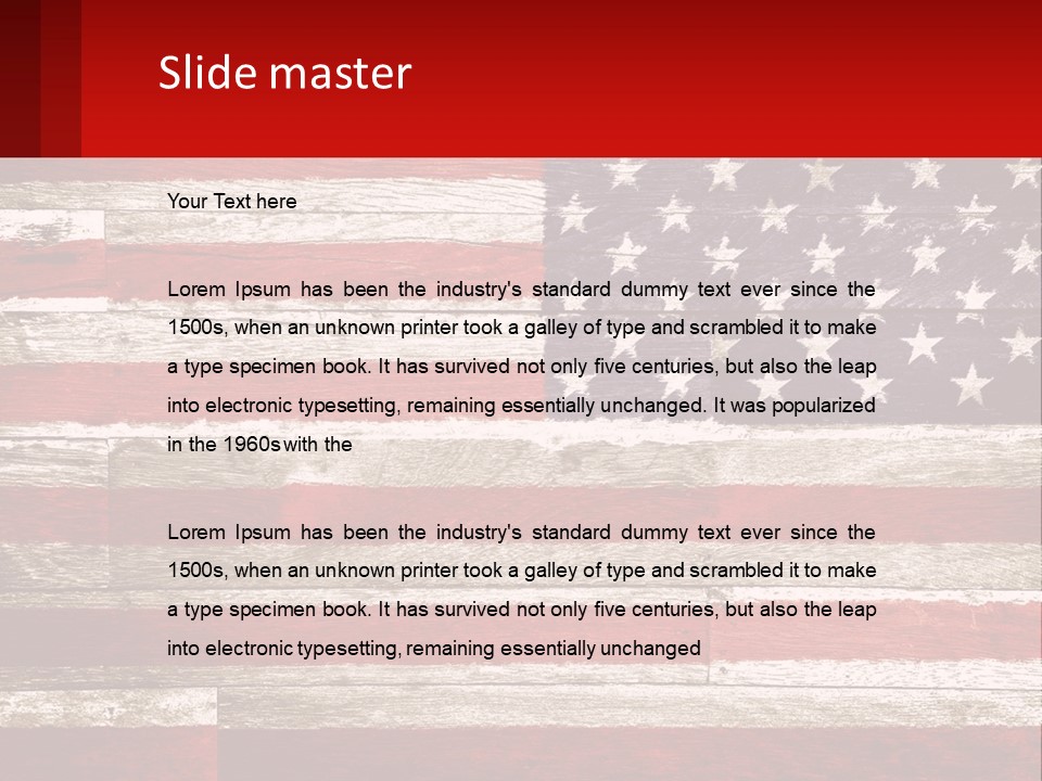 An American Flag On A Wooden Wall With A Red Frame PowerPoint Template