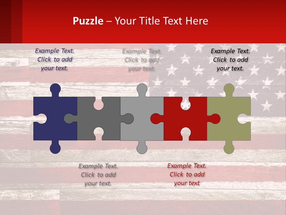 An American Flag On A Wooden Wall With A Red Frame PowerPoint Template