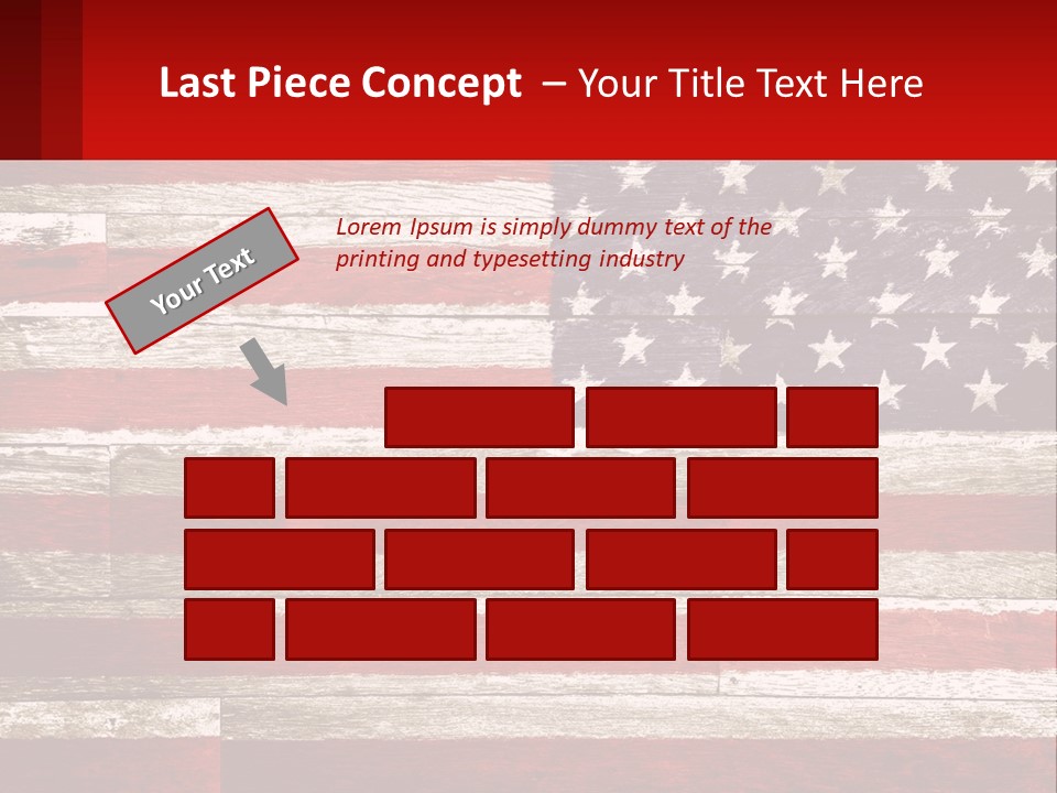 An American Flag On A Wooden Wall With A Red Frame PowerPoint Template