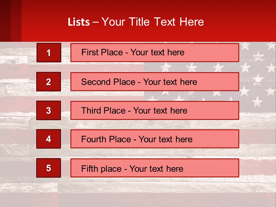 An American Flag On A Wooden Wall With A Red Frame PowerPoint Template