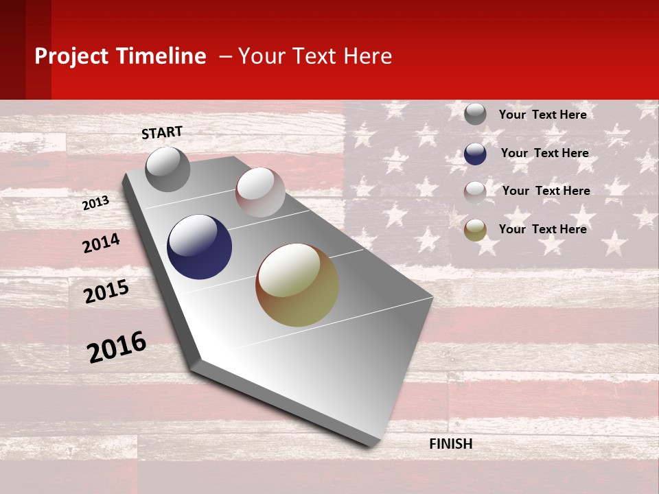 An American Flag On A Wooden Wall With A Red Frame PowerPoint Template