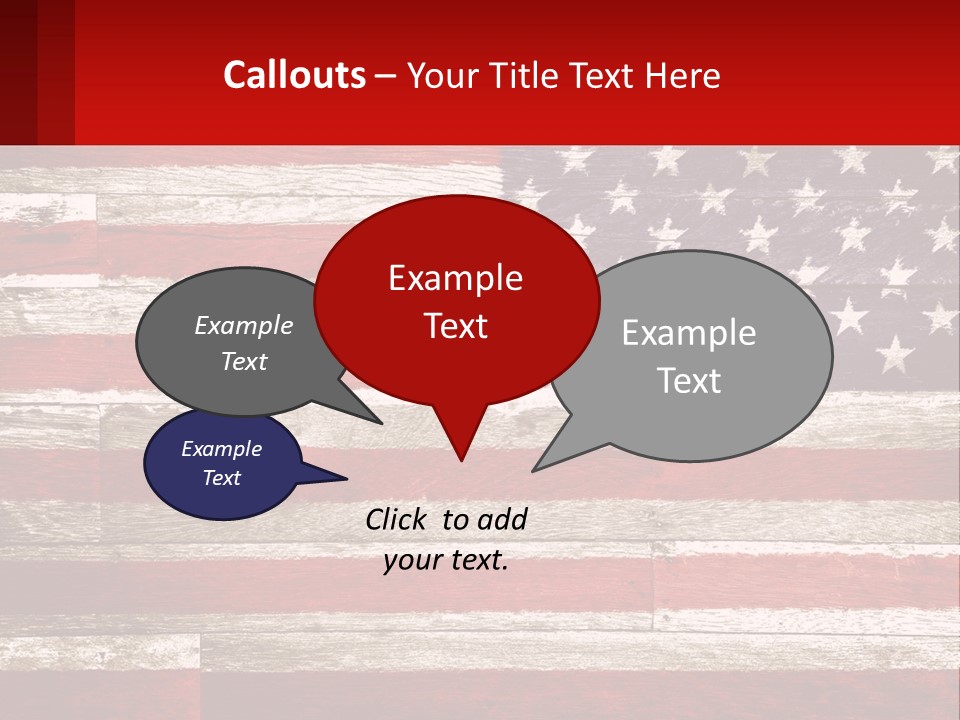 An American Flag On A Wooden Wall With A Red Frame PowerPoint Template