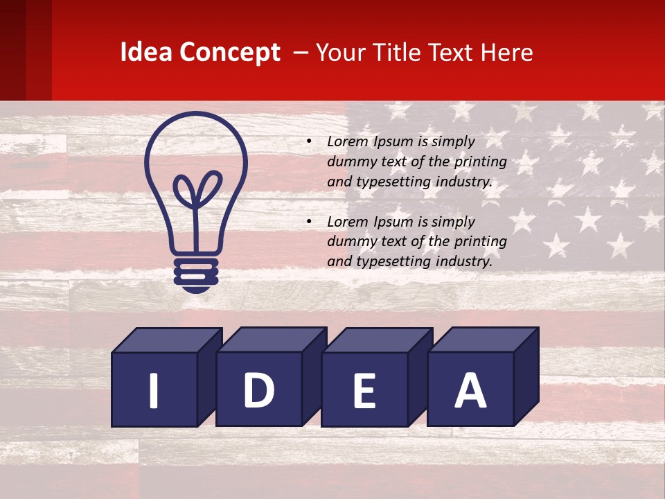 An American Flag On A Wooden Wall With A Red Frame PowerPoint Template
