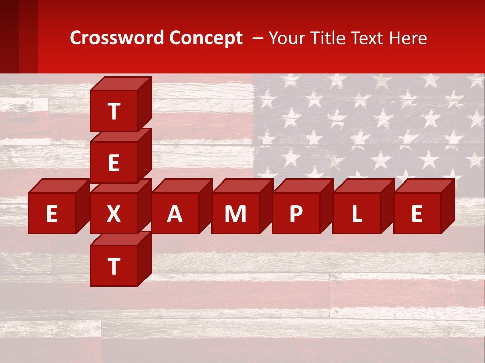 An American Flag On A Wooden Wall With A Red Frame PowerPoint Template