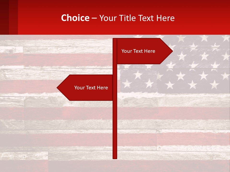 An American Flag On A Wooden Wall With A Red Frame PowerPoint Template