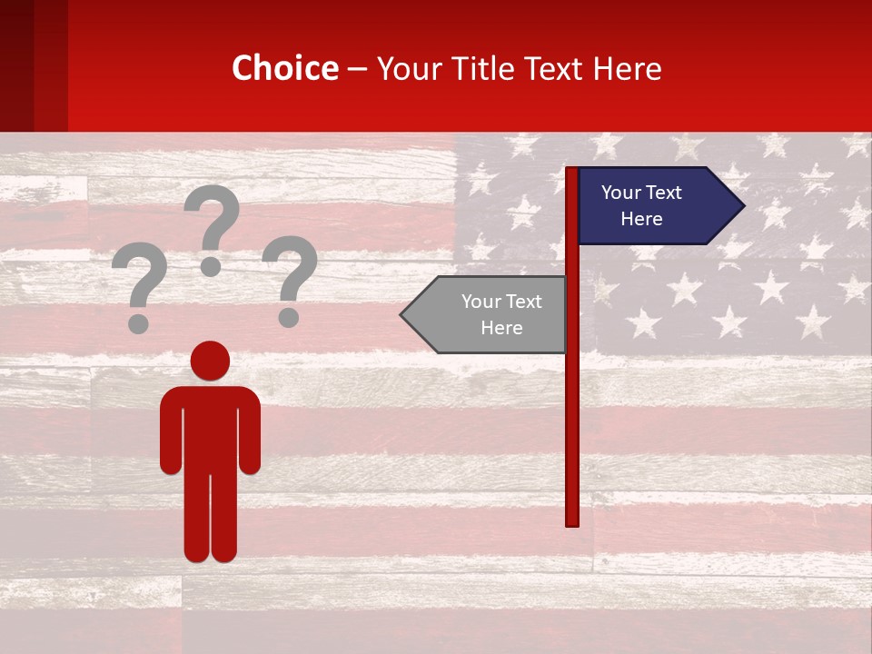 An American Flag On A Wooden Wall With A Red Frame PowerPoint Template